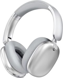 C6 Active Noise Cancelling Headphones, Wireless Over Ear Bluetooth Headphones, 60H Playtime, Lightweight Folding Comfort Fit Ear Cups Headset with Mic for iPad/Travel/PC/Home Silver
